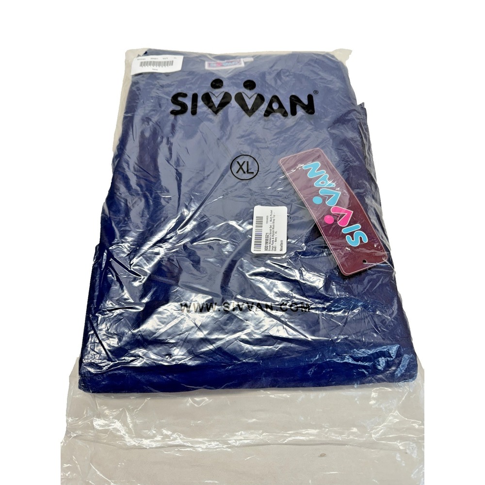 Sivvan Women's Scrubs‎ Set XL - Pants & Stylish Mock Wrap Top Navy Blue (NEW)